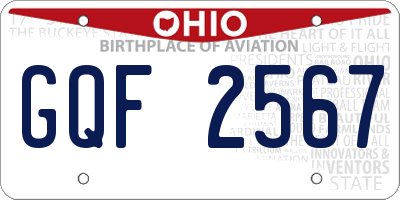 OH license plate GQF2567