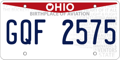 OH license plate GQF2575