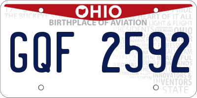OH license plate GQF2592