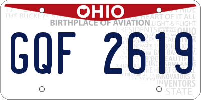 OH license plate GQF2619