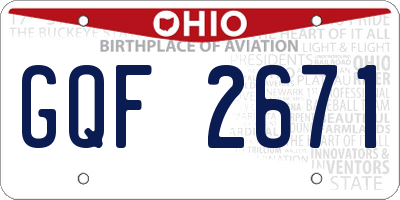 OH license plate GQF2671