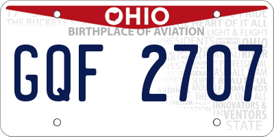 OH license plate GQF2707