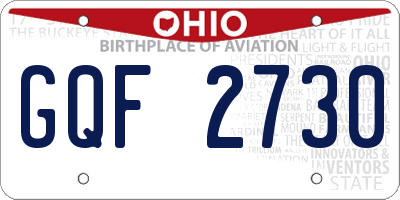 OH license plate GQF2730