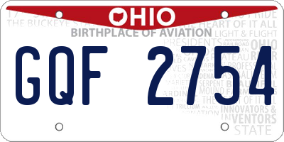 OH license plate GQF2754