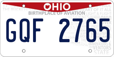 OH license plate GQF2765