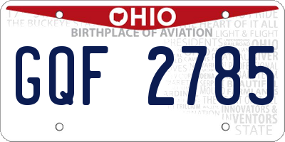 OH license plate GQF2785