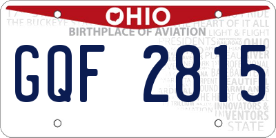 OH license plate GQF2815