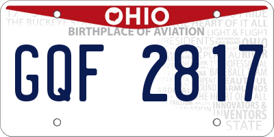 OH license plate GQF2817