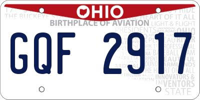 OH license plate GQF2917