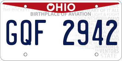 OH license plate GQF2942