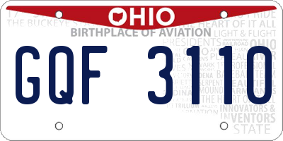 OH license plate GQF3110
