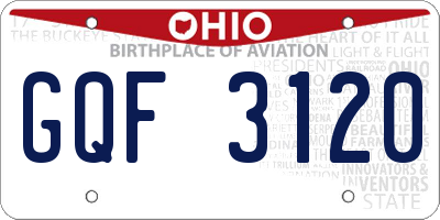 OH license plate GQF3120