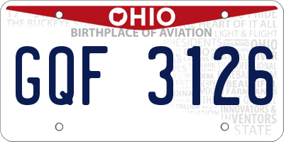 OH license plate GQF3126