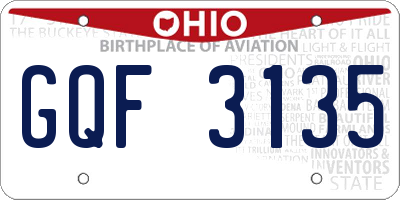 OH license plate GQF3135