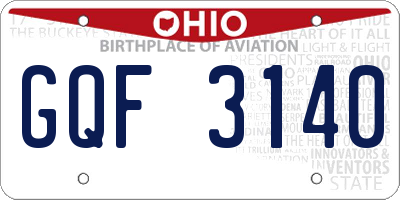 OH license plate GQF3140