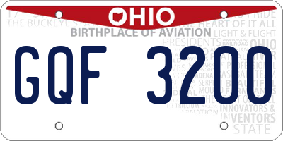 OH license plate GQF3200