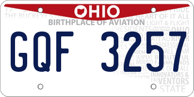 OH license plate GQF3257