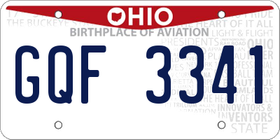 OH license plate GQF3341