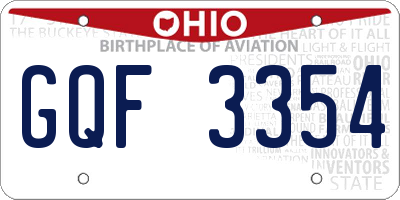 OH license plate GQF3354