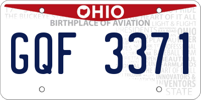 OH license plate GQF3371