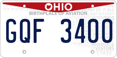 OH license plate GQF3400