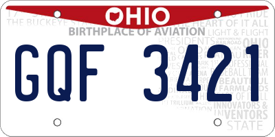 OH license plate GQF3421