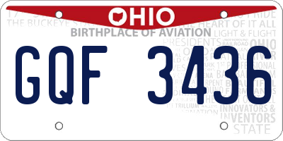 OH license plate GQF3436