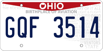 OH license plate GQF3514
