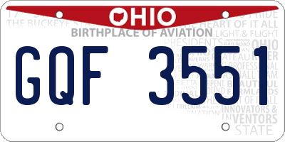 OH license plate GQF3551