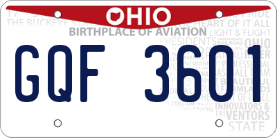 OH license plate GQF3601