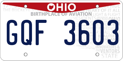 OH license plate GQF3603