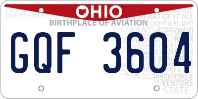 OH license plate GQF3604