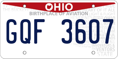 OH license plate GQF3607