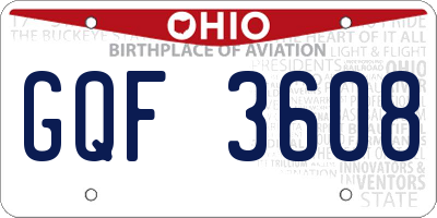 OH license plate GQF3608