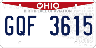 OH license plate GQF3615