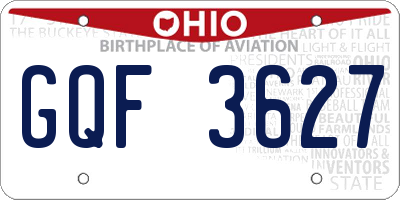 OH license plate GQF3627