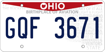 OH license plate GQF3671