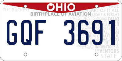 OH license plate GQF3691