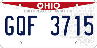 OH license plate GQF3715