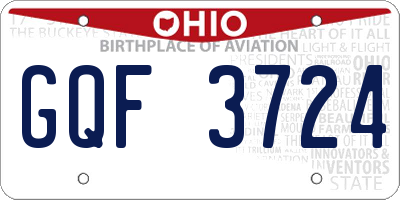 OH license plate GQF3724