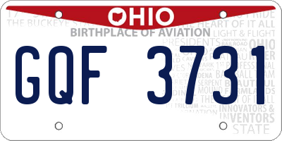 OH license plate GQF3731