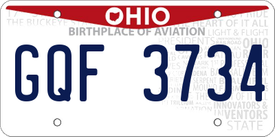 OH license plate GQF3734