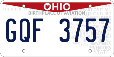 OH license plate GQF3757
