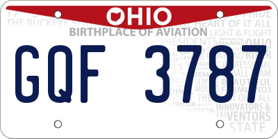 OH license plate GQF3787