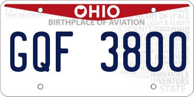 OH license plate GQF3800
