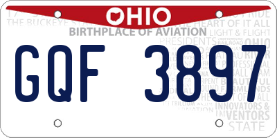 OH license plate GQF3897
