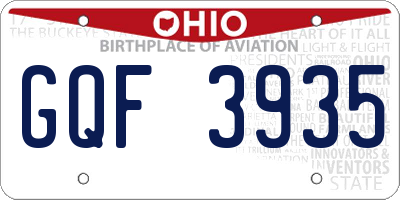 OH license plate GQF3935