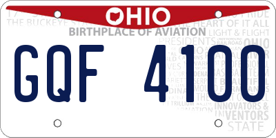 OH license plate GQF4100