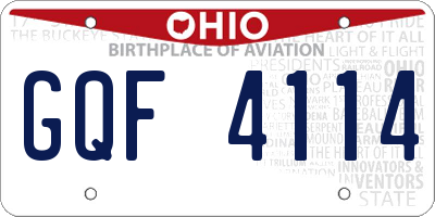 OH license plate GQF4114