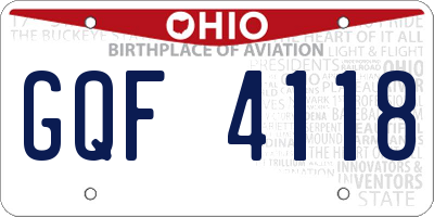 OH license plate GQF4118